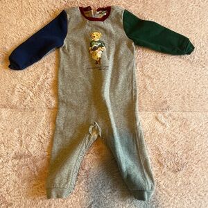 Kids One Piece with Bear Design - Gray, Blue, and Green